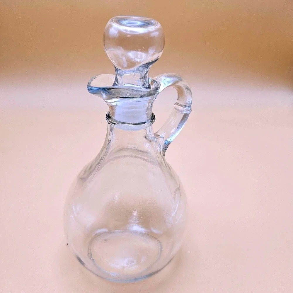 Glass Cruet Carafe Pourer with Handle and Stopper Vinegar‎ Oil Dispenser